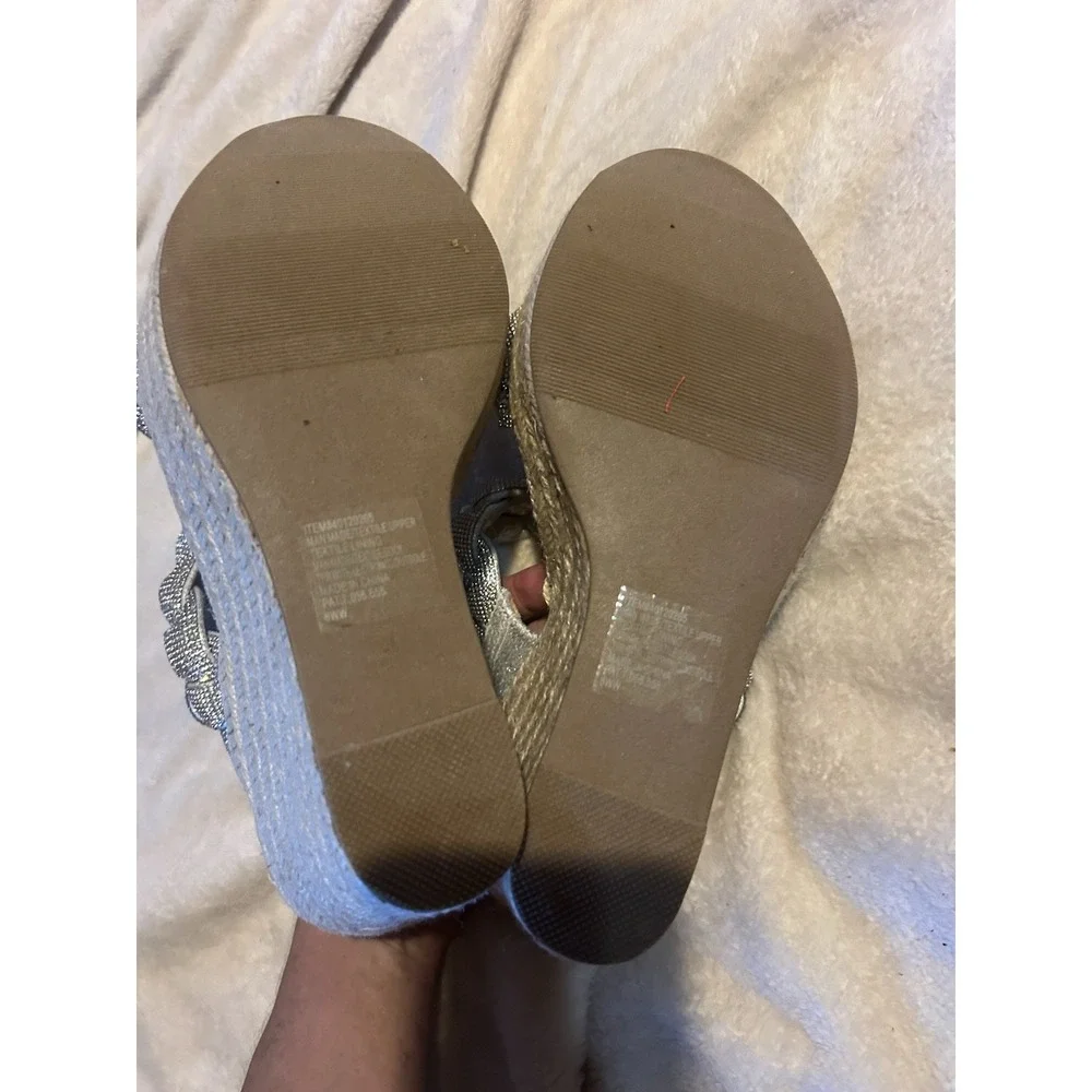 Torrid Silver Braided Wedge Sandals 8WW Platform Heels Slides - Picture 4 of 6